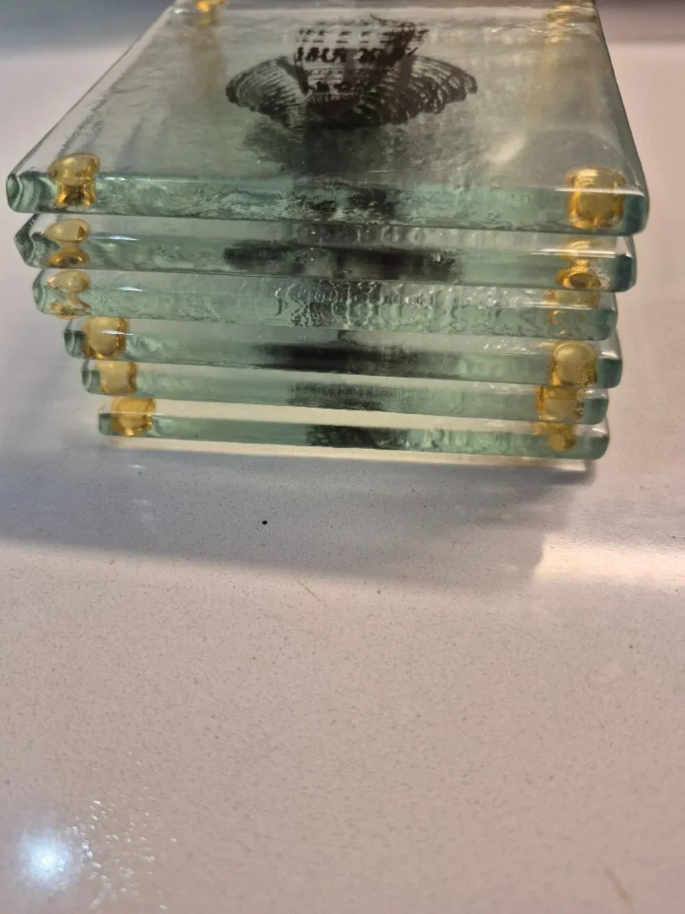 Pier 1 Imports Set of 6 Glass Seashell Coasters